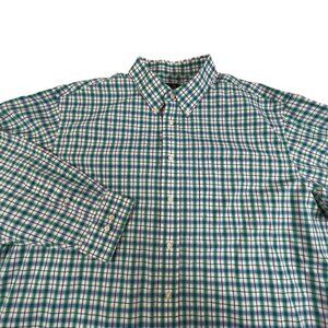 Jos A Bank Travelers Button Front Shirt Mens 2XL Cotton Plaid Pocket